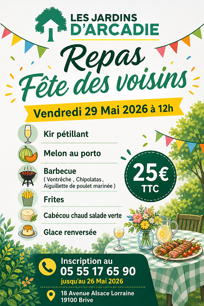 Repas fête des voisins (Les jardins d'Arcadie)