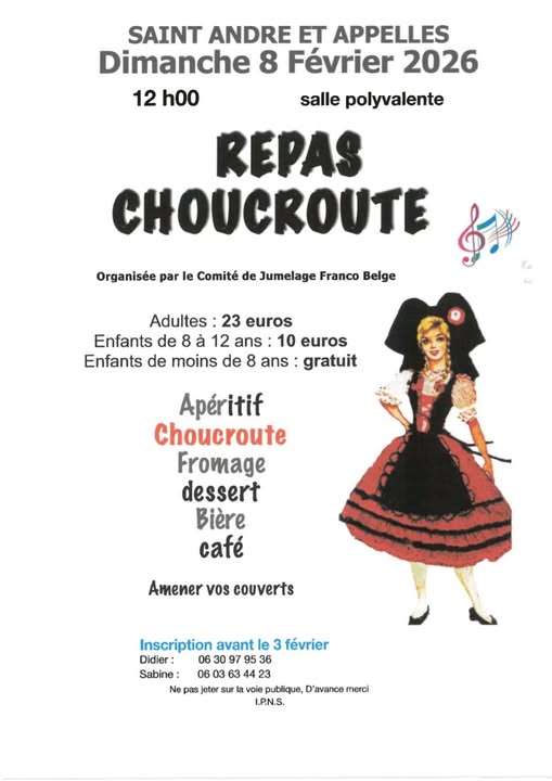 Repas Choucroute du Comité de jumelage Franco-Belge, Saint-André-et-Appelles - photo 2