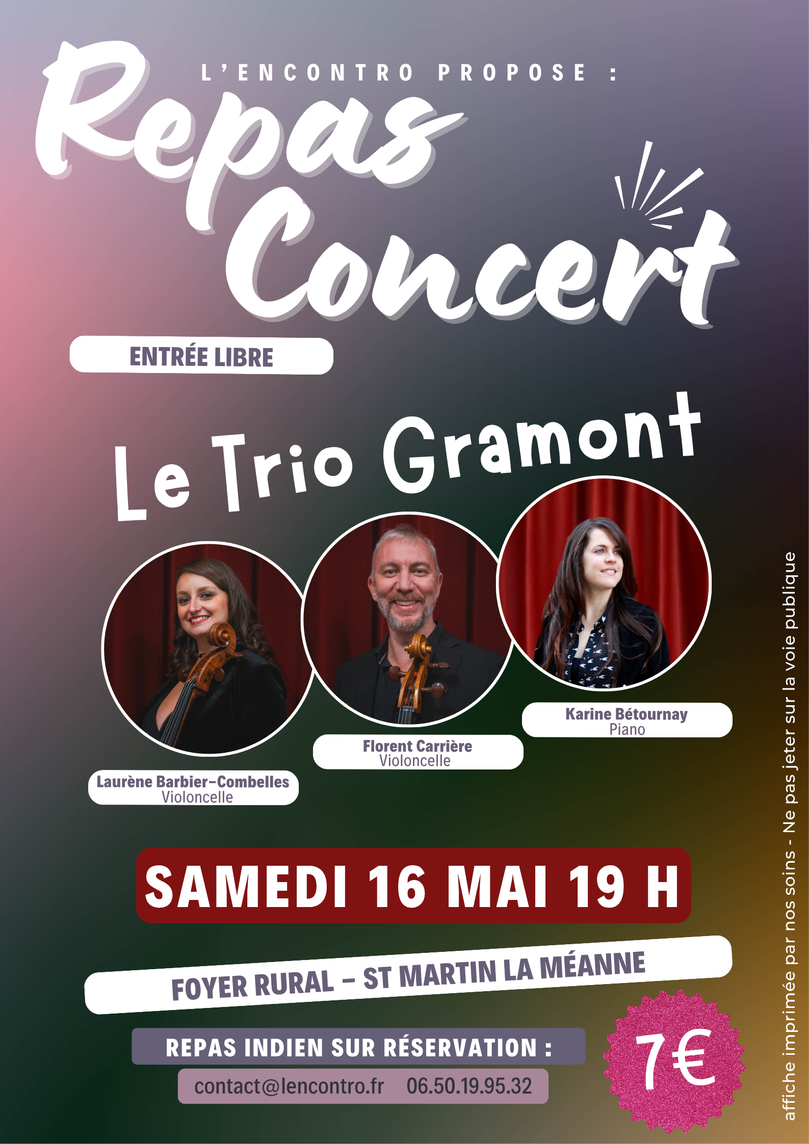 Concert / repas -Trio Gramont — visuel événement