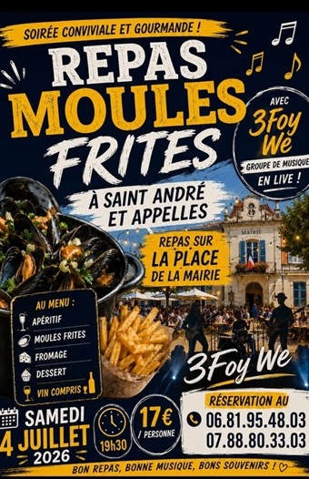 Repas moules frites, Saint-André-et-Appelles