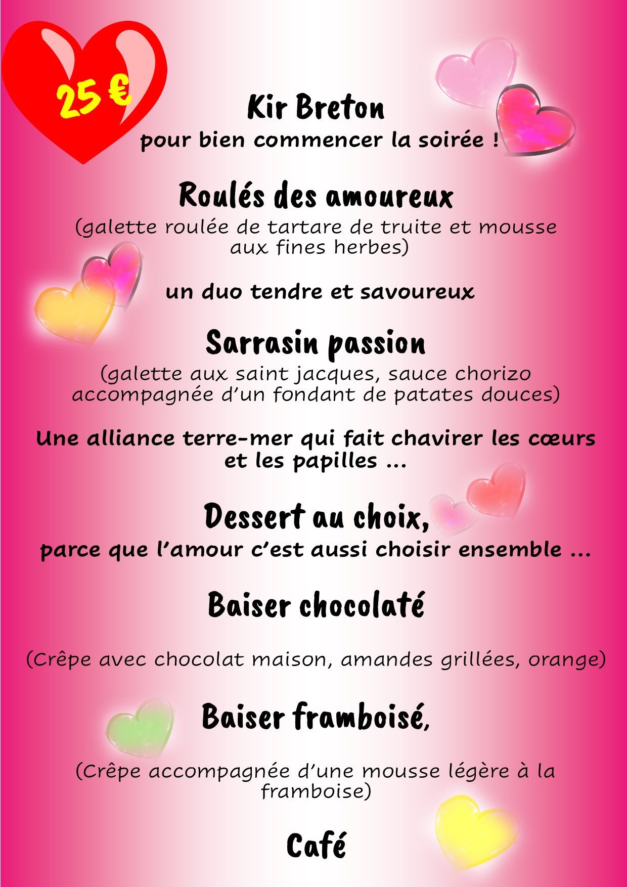 Menu de la Saint Valentin