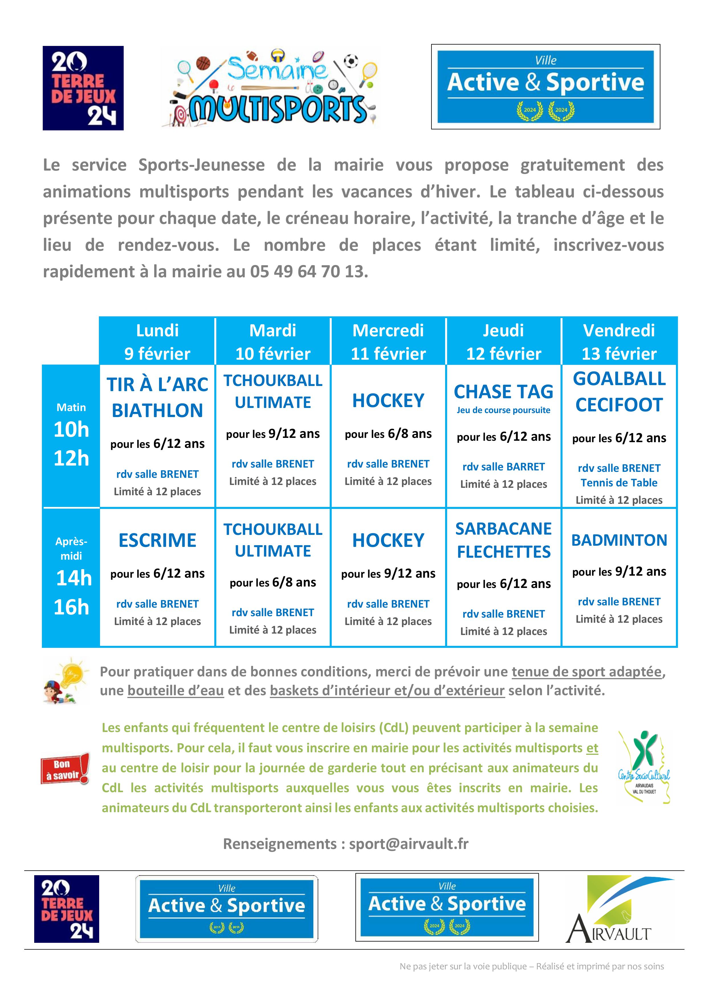 Semaine multisports à Airvault