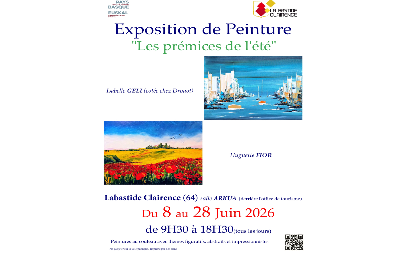 Exposition de peinture, « les prémices de l'été » — visuel événement