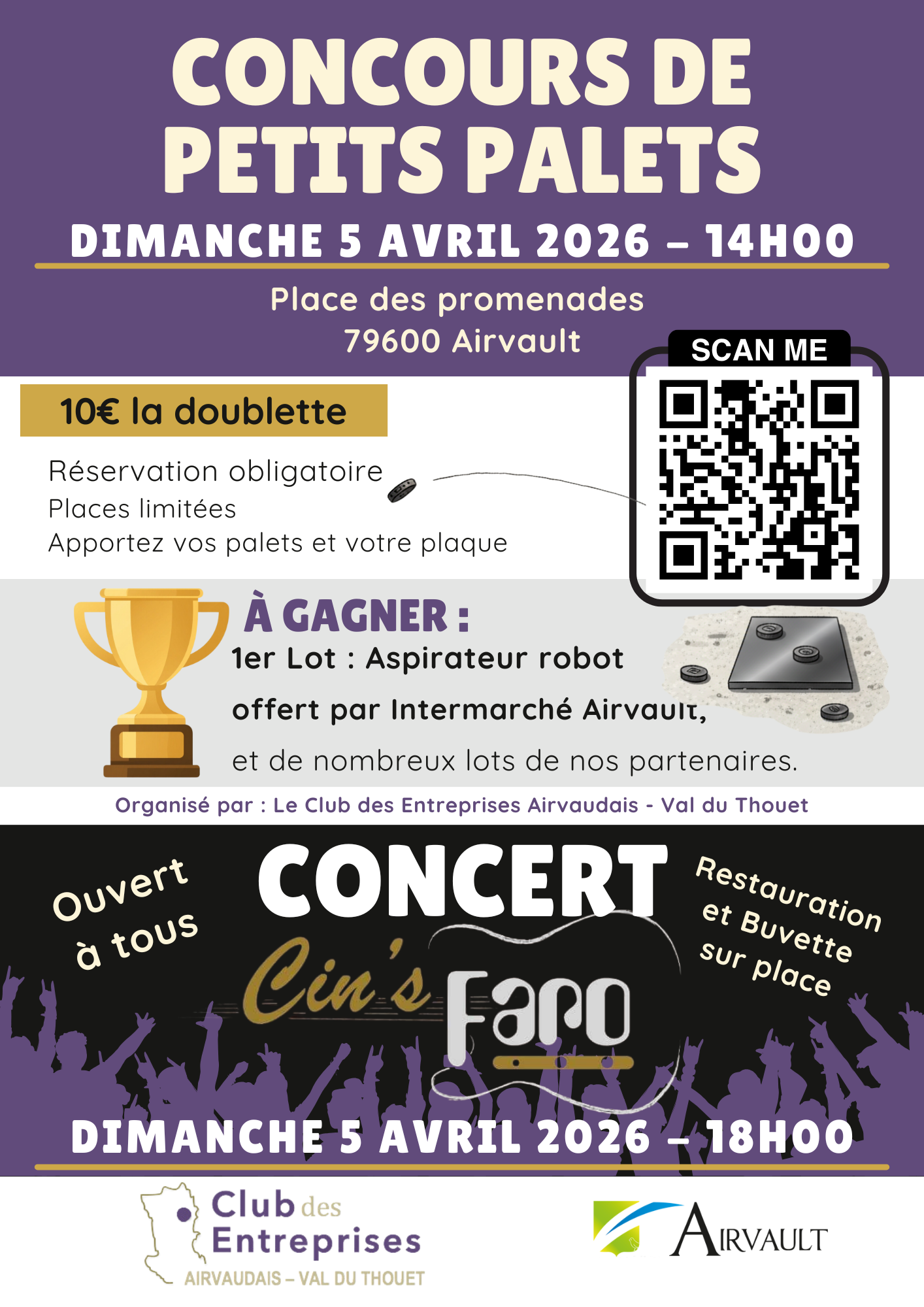 Concours de petits palets 1 concert, dans le cadre de la Foire de Pâques