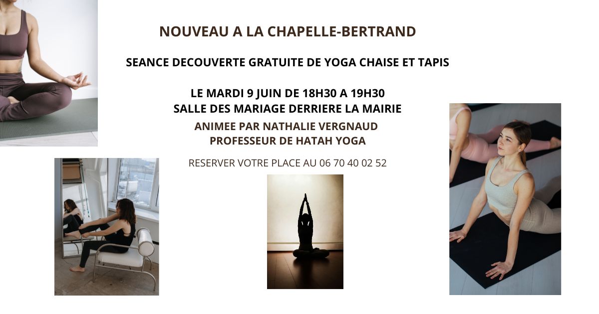 Séance découverte de yoga chaise et tapis — visuel événement