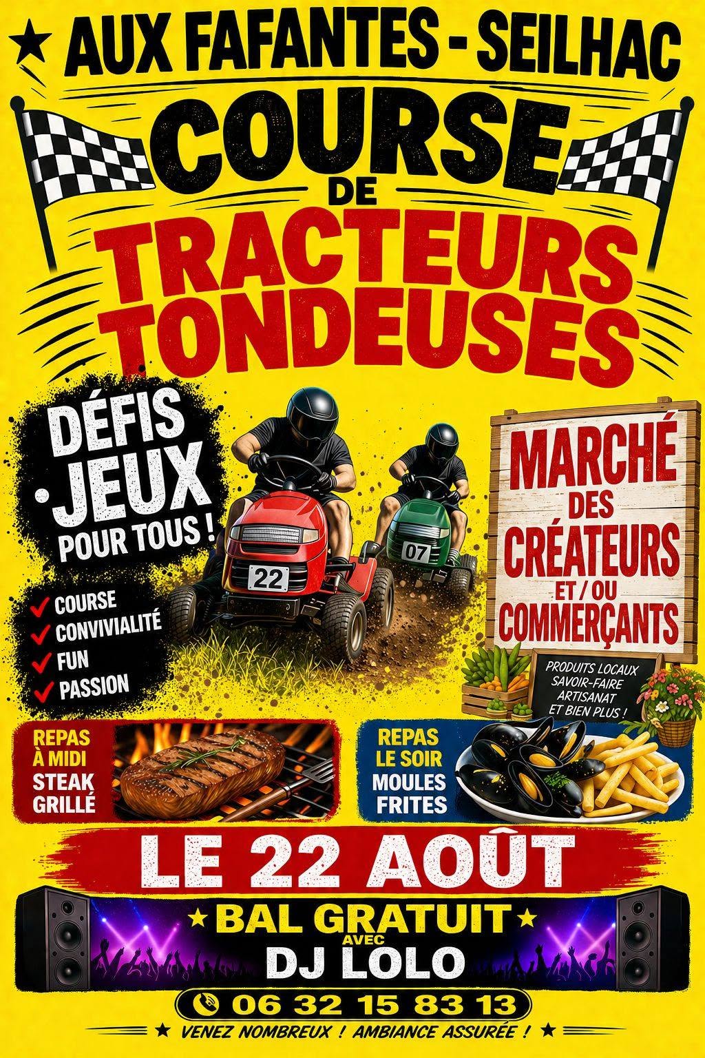 Course de tracteurs tondeuses