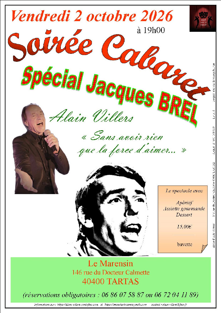 Soirée Cabaret spécial Jacques Brel