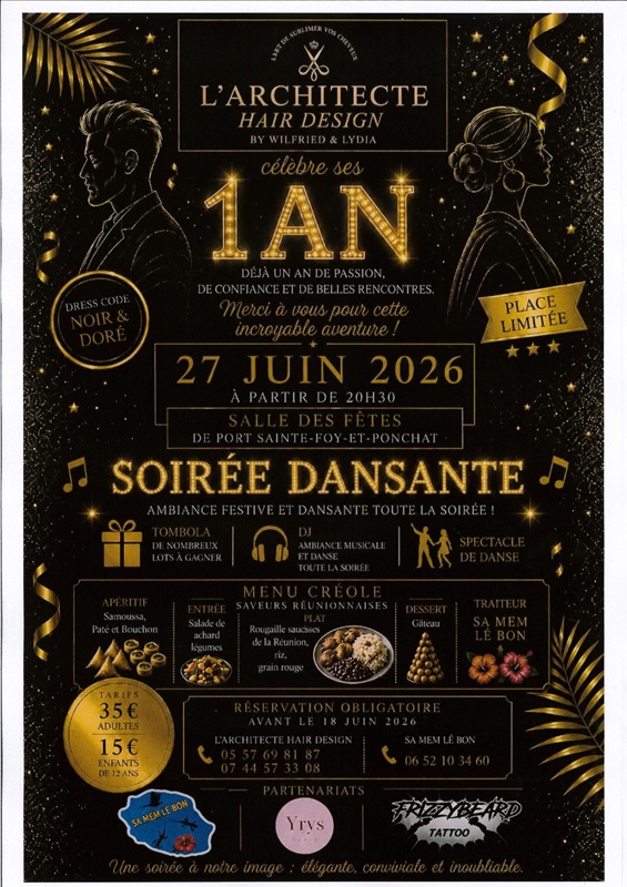Soirée dansante à l'occasion des 1 ans de l'Architecte Hair Design, Port-Sainte-Foy-et-Ponchapt - photo 2