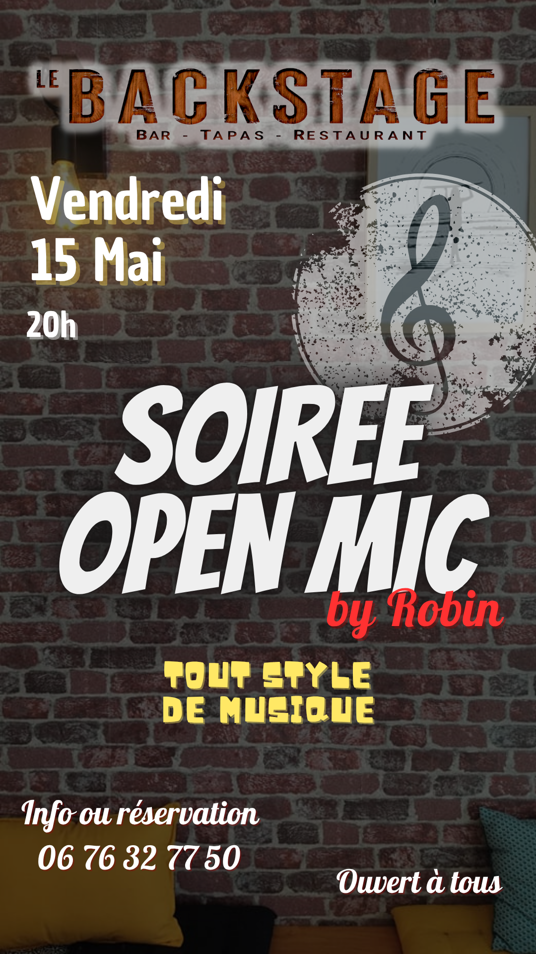 Open mic musical au Backstage — visuel événement