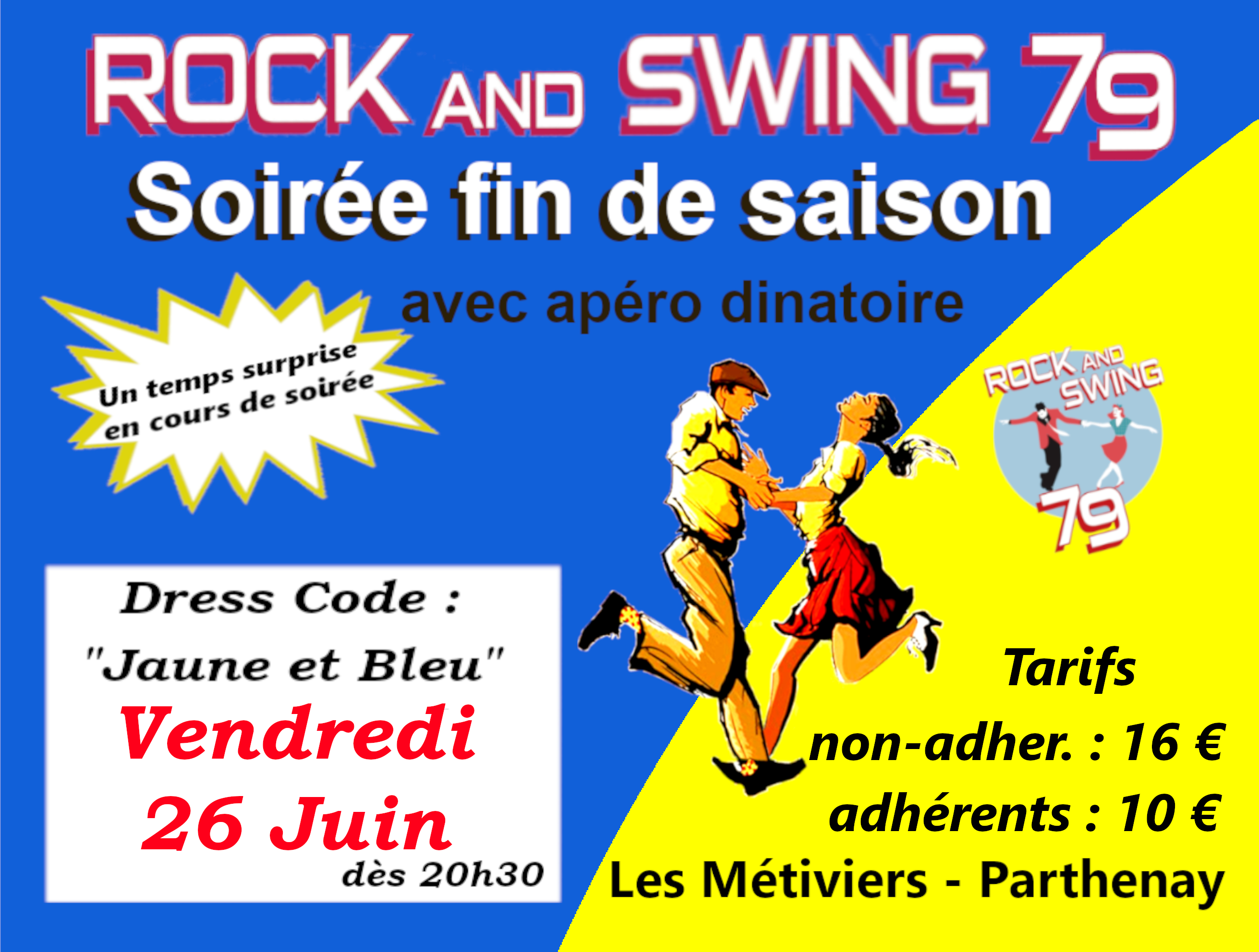 Soirée de fin de saison "rock and swing 79" — visuel événement