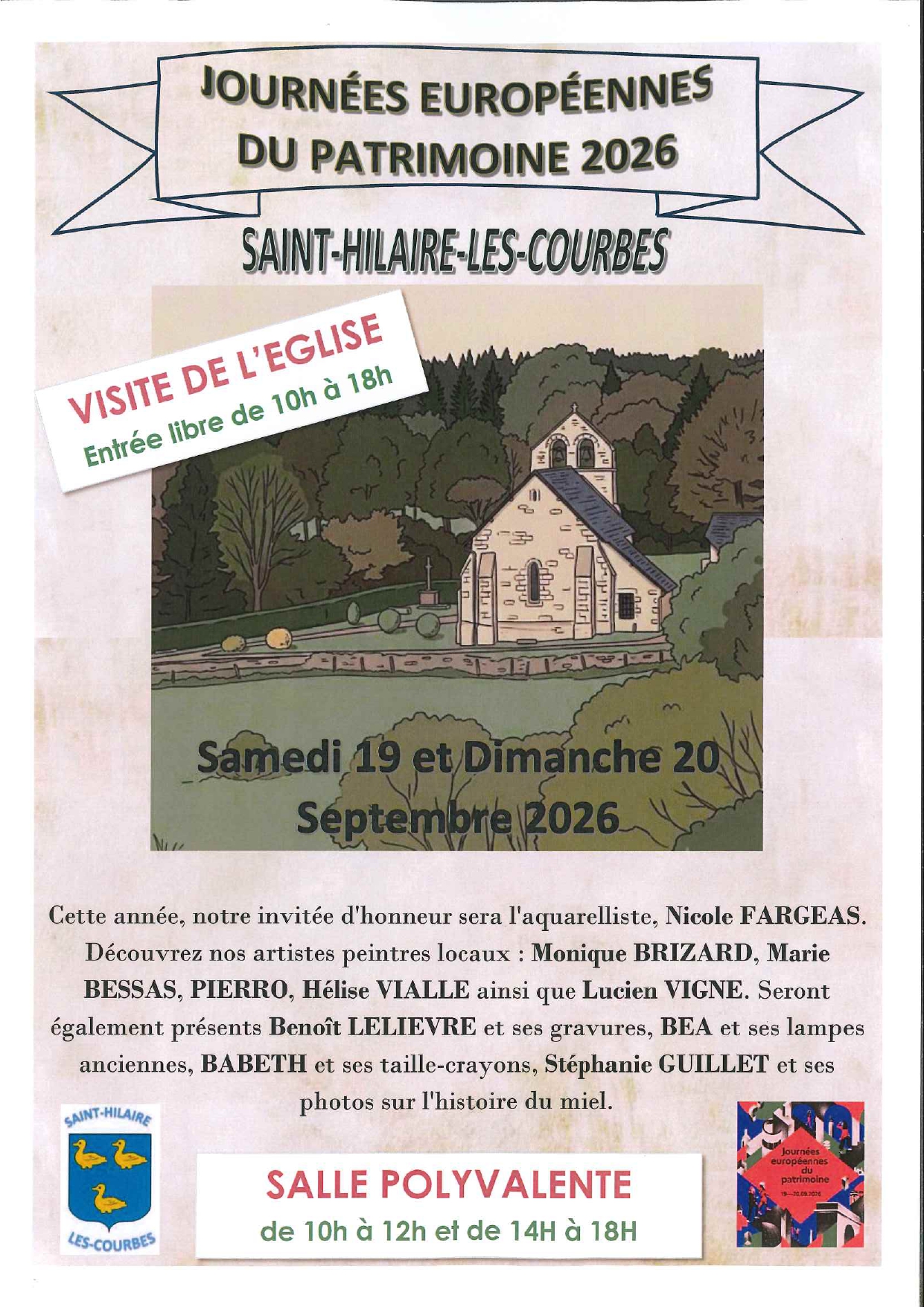 Journées du Patrimoine à Saint-Hilaire-les-Courbes