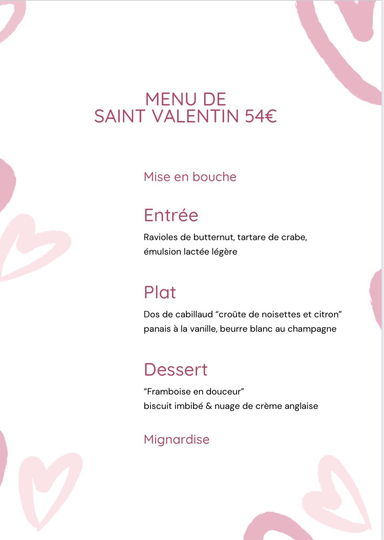 Menu Saint-Valentin