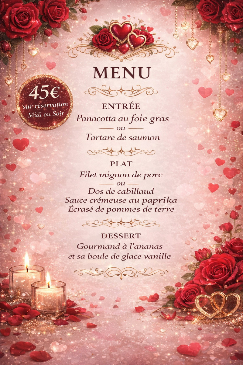Repas de la Saint Valentin Restaurant L'Ecole des Gourmands