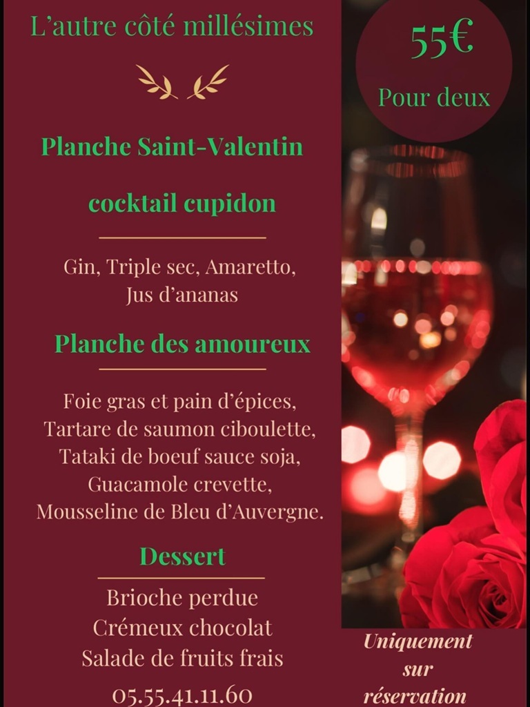 Planche spéciale Saint-Valentin à Côté Millésimes