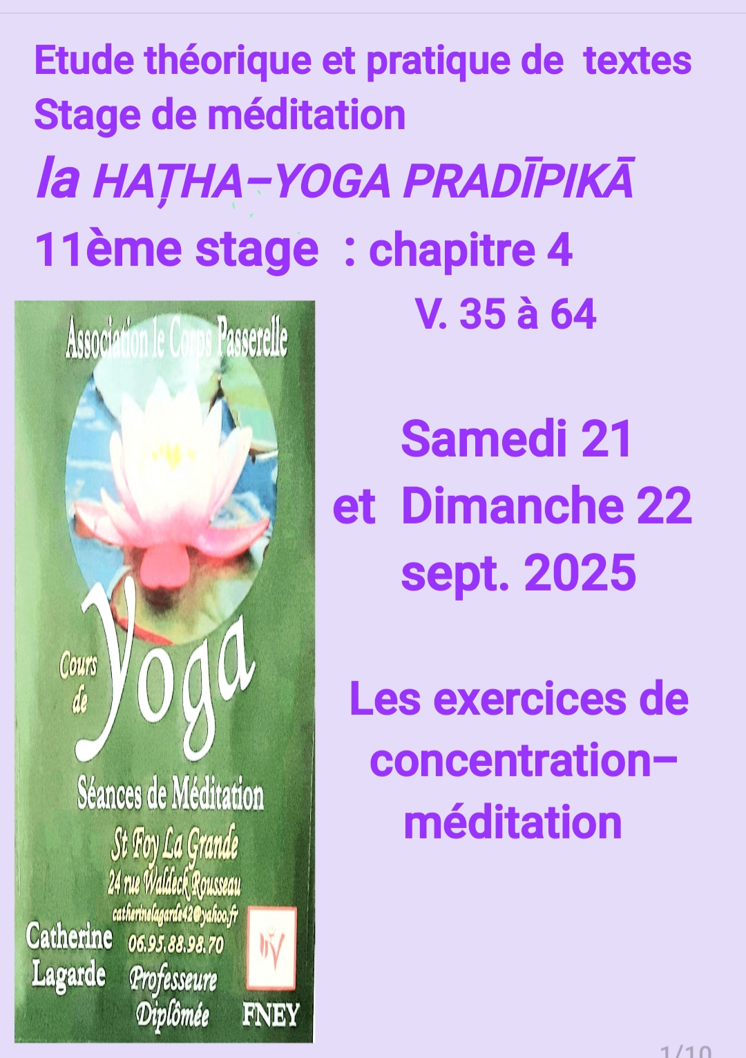 Étude théorique et pratique de textes - Stage de méditation La Hatha - Yoga Pradipika par l'association Le Corps Passerelle, Sainte-Foy-la-Grande - photo 2