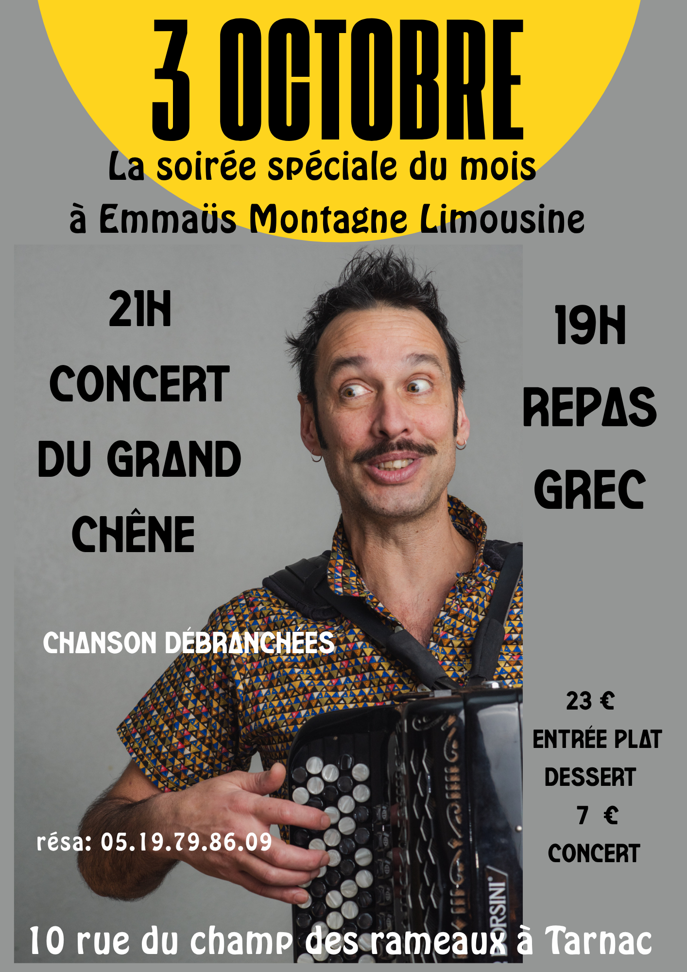 Repas Grec et concert du Grand Chêne à Emmaüs