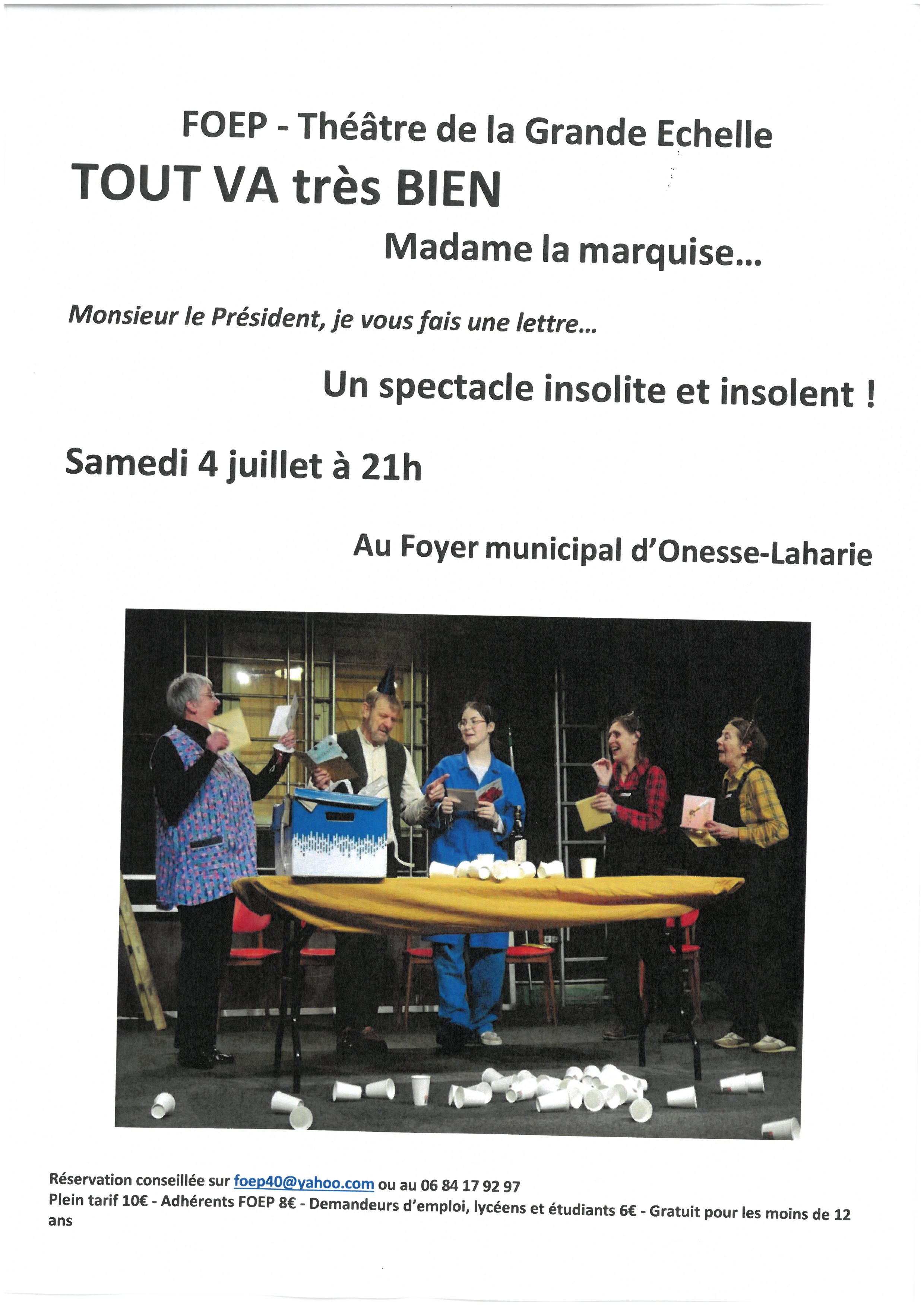 Soirée théâtre "Tout va très bien Madame La Marquise ! "