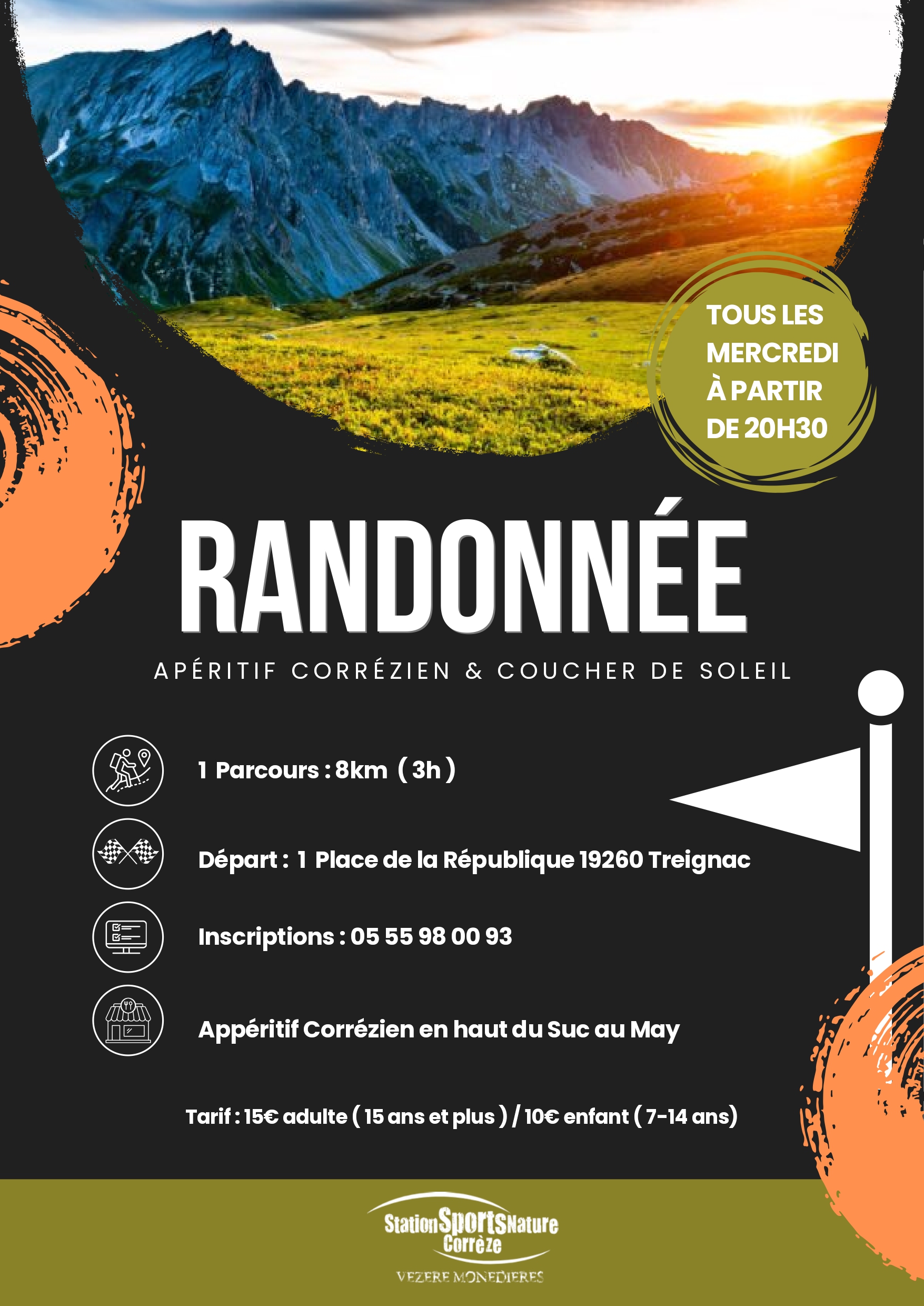 Randonnée : apéritif corrézien et coucher de soleil