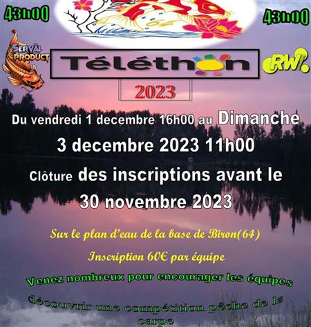 Téléthon : Enduro pêche à la carpe Téléthon : Enduro pêche à la carpe