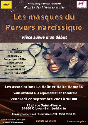 Théâtre-débat : Les masques du pervers narcissique Théâtre-débat : Les masques du pervers narcissique