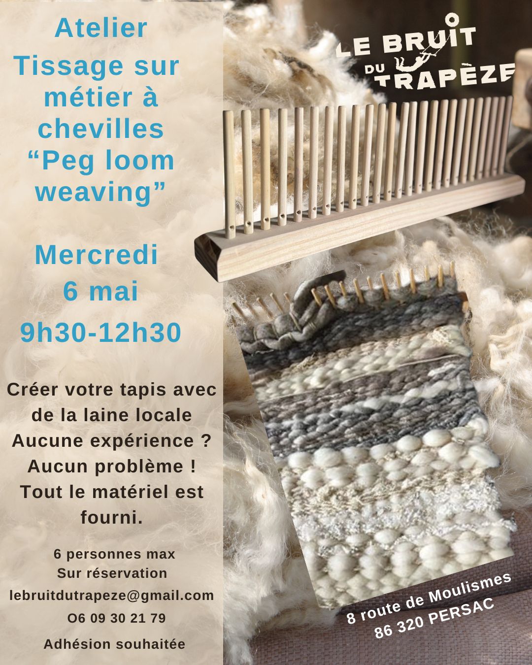 Tissage de la laine sur métier à chevilles — visuel événement