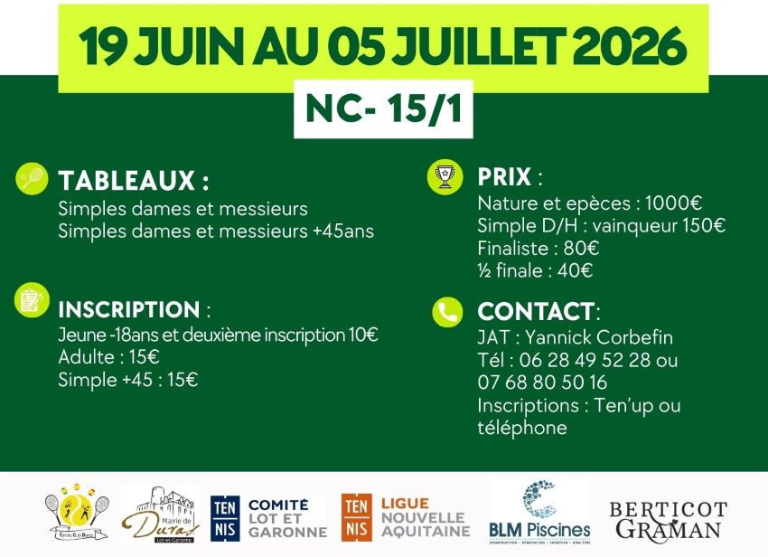 Tournoi de Tennis au club de Duras, Duras