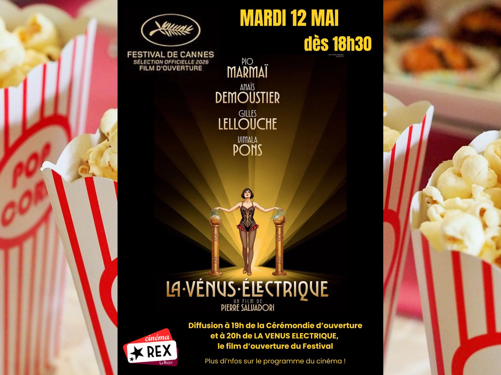 Cérémonie d'ouverture de Cannes + La Vénus électrique — visuel événement