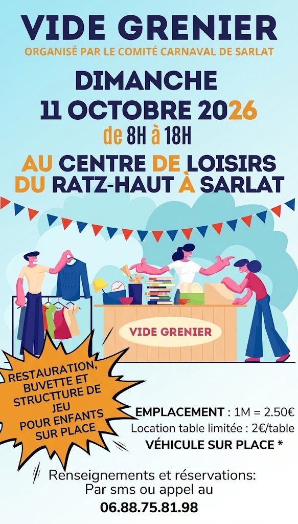 Vide Grenier au Centre de Loisirs du Ratz-Haut à Sarlat