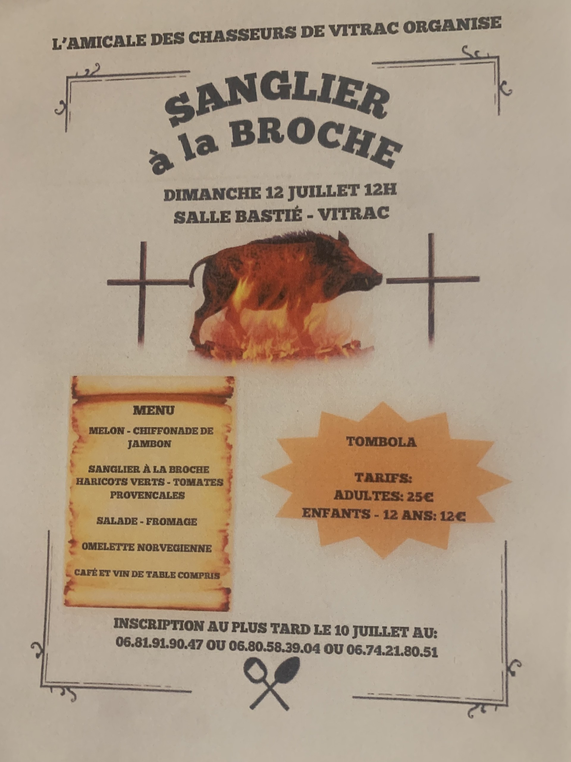 Repas Sanglier à la broche