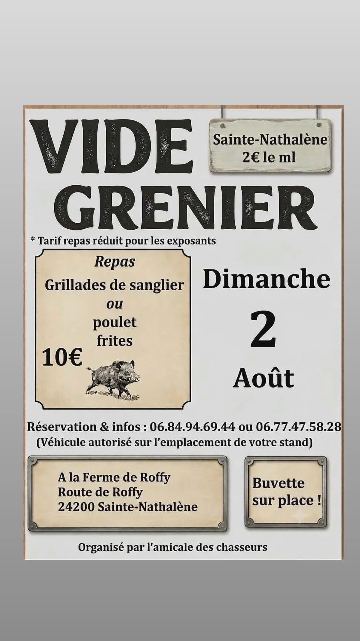 Vide-greniers et Repas à Sainte-Nathalène