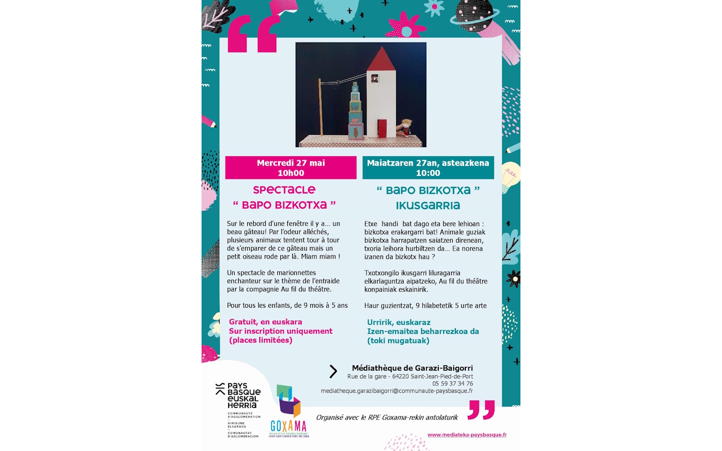 Spectacle théâtre en basque : Bapo Bizkotxa — visuel événement