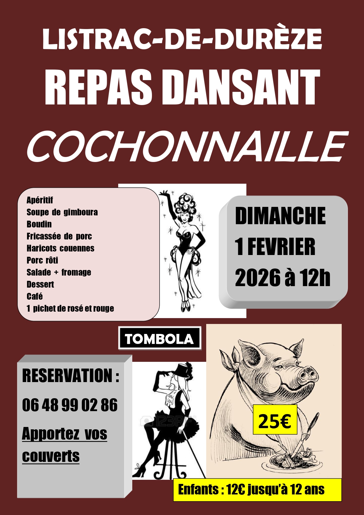 Repas dansant cochonnaille, Listrac-de-Durèze