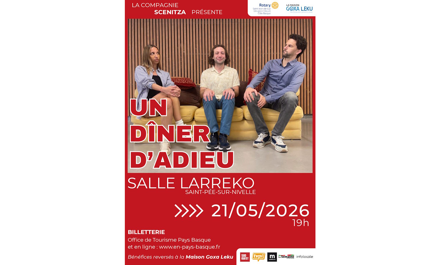 Théâtre : Un dîner d'adieu par la compagnie Scenitza organisé par le club Rotary