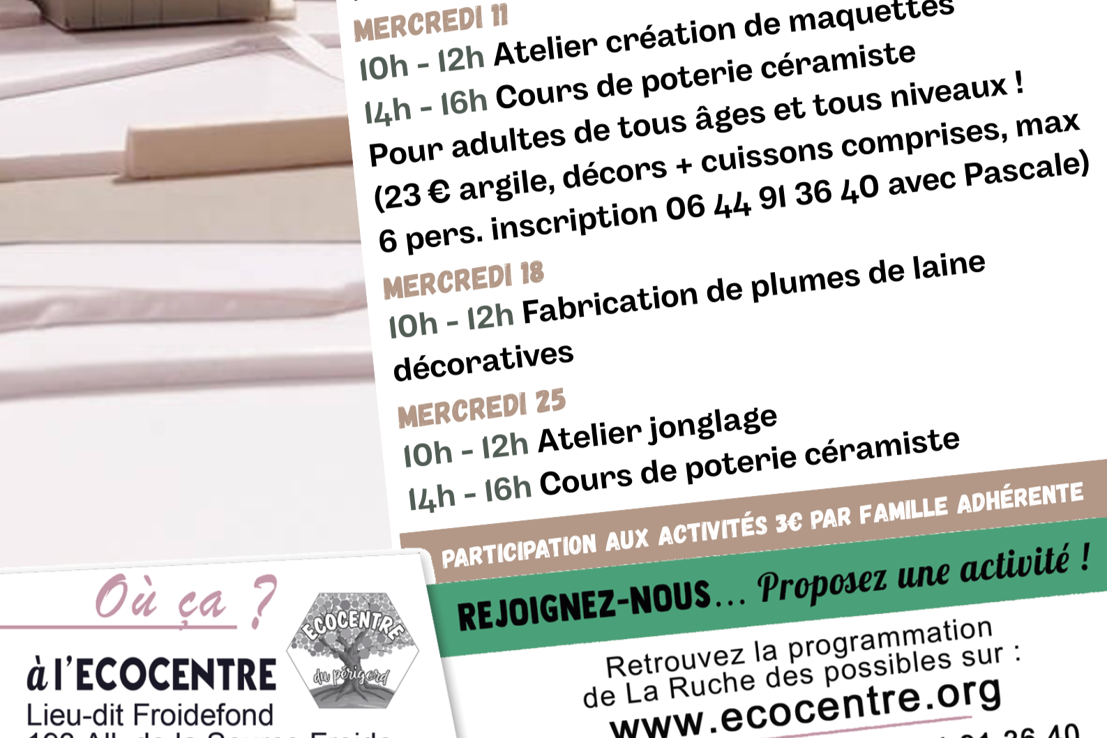 Mercredi en famille : Atelier jonglage & Atelier poterie