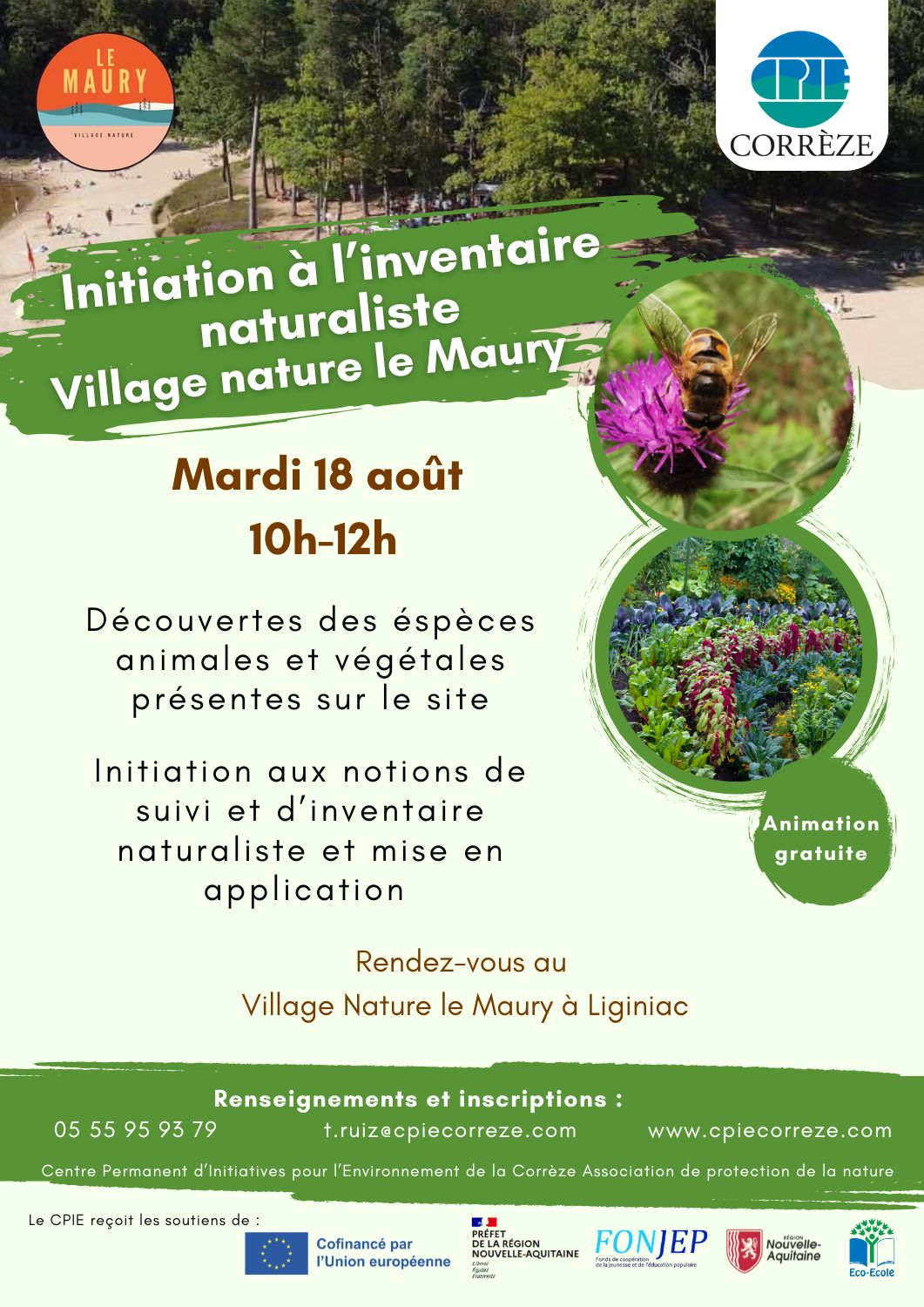 Initiation à l'inventaire naturaliste au Village Nature Le Maury — visuel événement