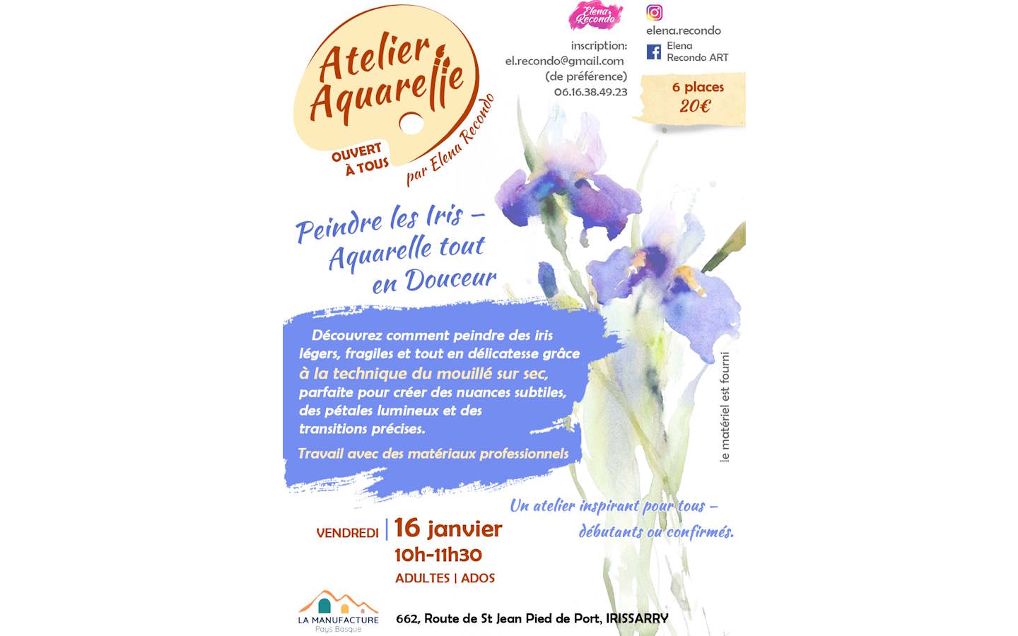 Ateliers Manufacture Pays Basque - Aquarelle : peindre des iris