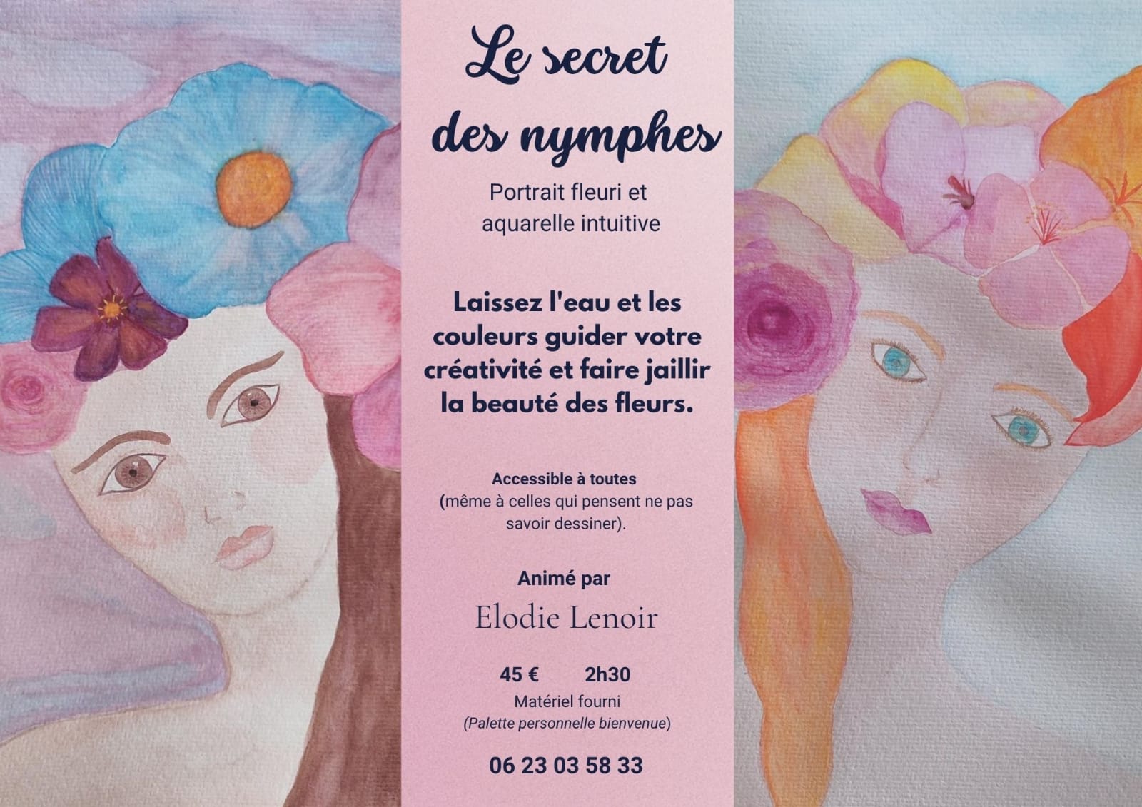 Atelier - Portrait fleuri et aquarelle intuitive — visuel événement