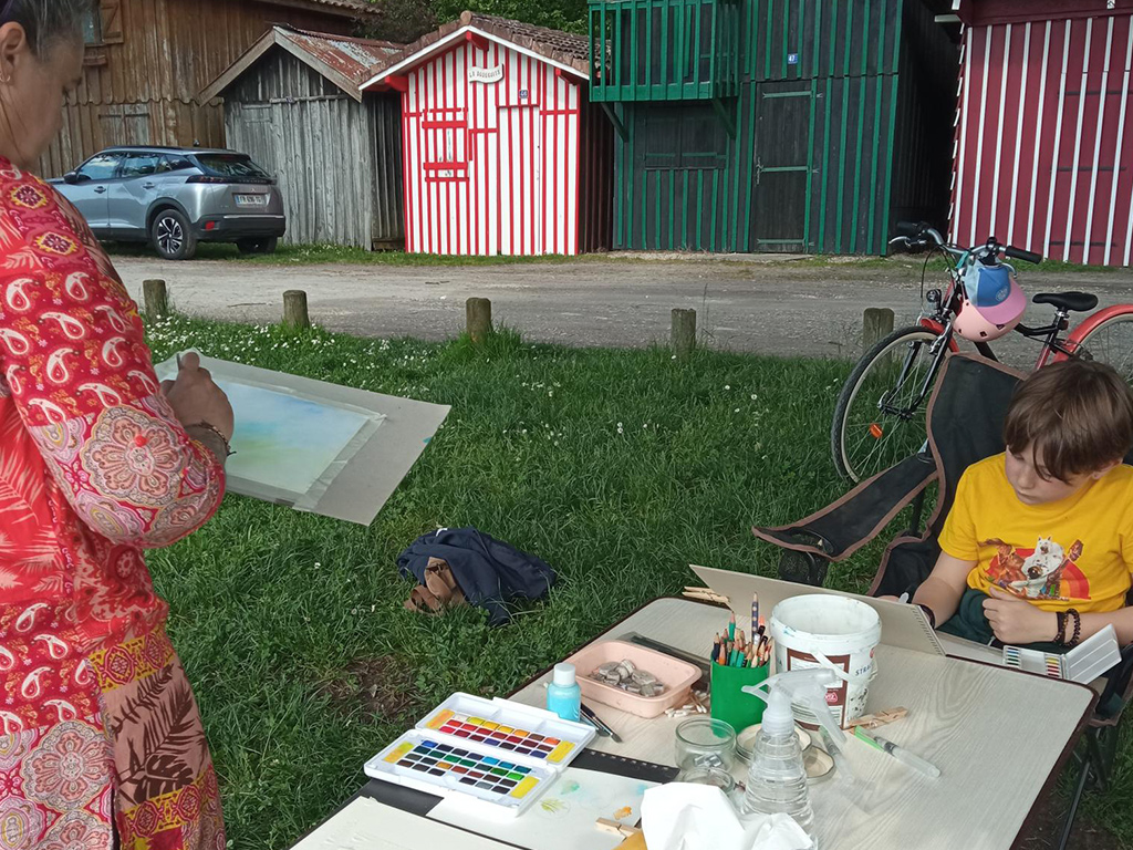 Aquarelle et dessin en plein air au port de Biganos, Biganos - photo 4