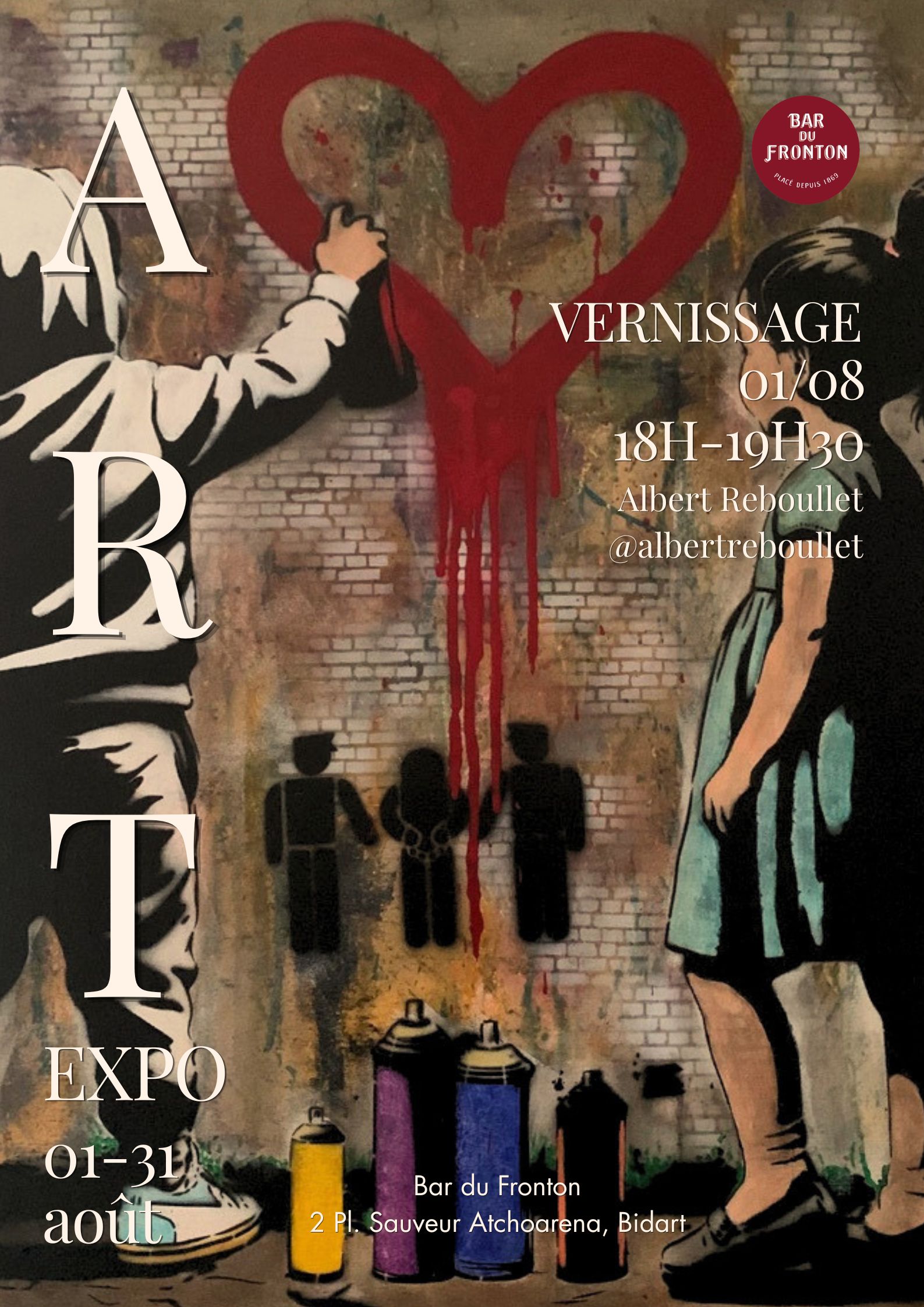 Exposition du l'artiste Albert Reboullet au Bar du Fronton - Vernissage