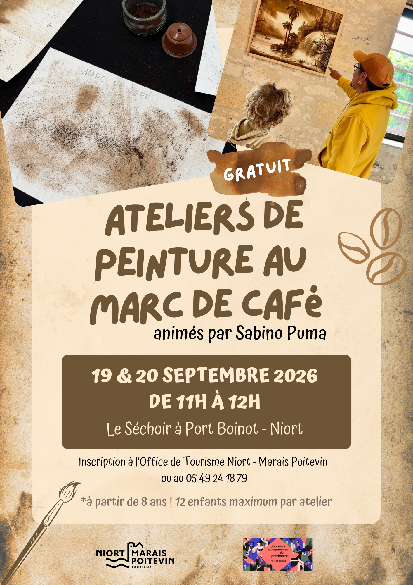 Ateliers de peinture au marc de café pour les Journées Européennes du Patrimoine à Niort