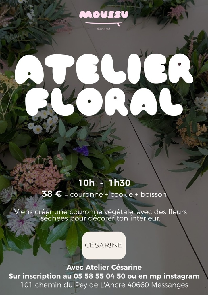Couronne de fleurs séchées chez Moussu