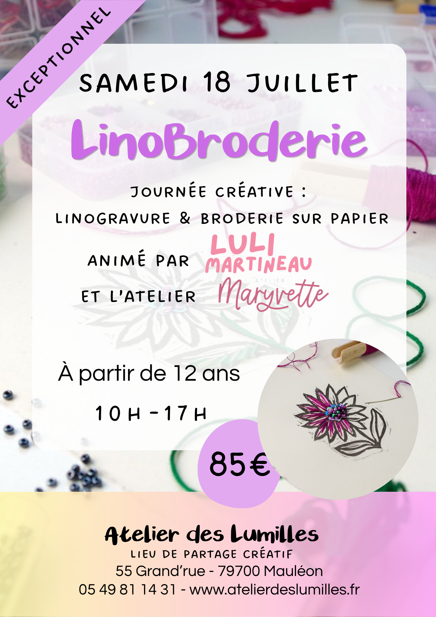 Journée créative - Linogravure et broderie sur papier