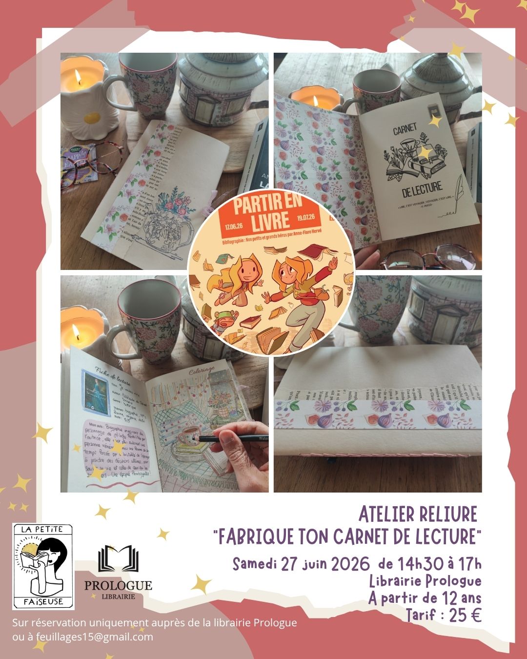 Atelier reliure "Fabrique ton carnte de lectures" — visuel événement