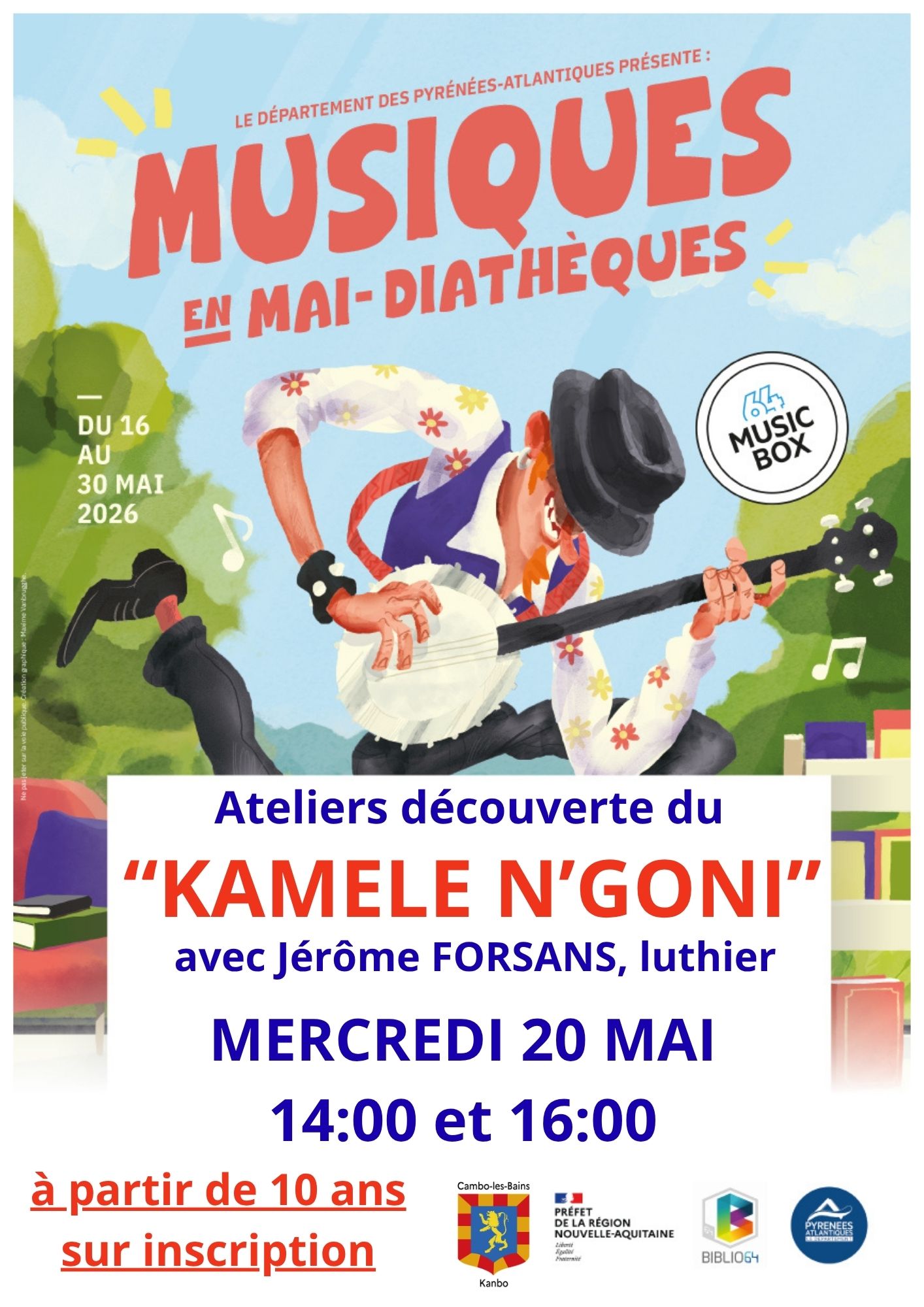 Musiques en mai-diathèques : Atelier découverte du "Kamele N'Goni" — visuel événement