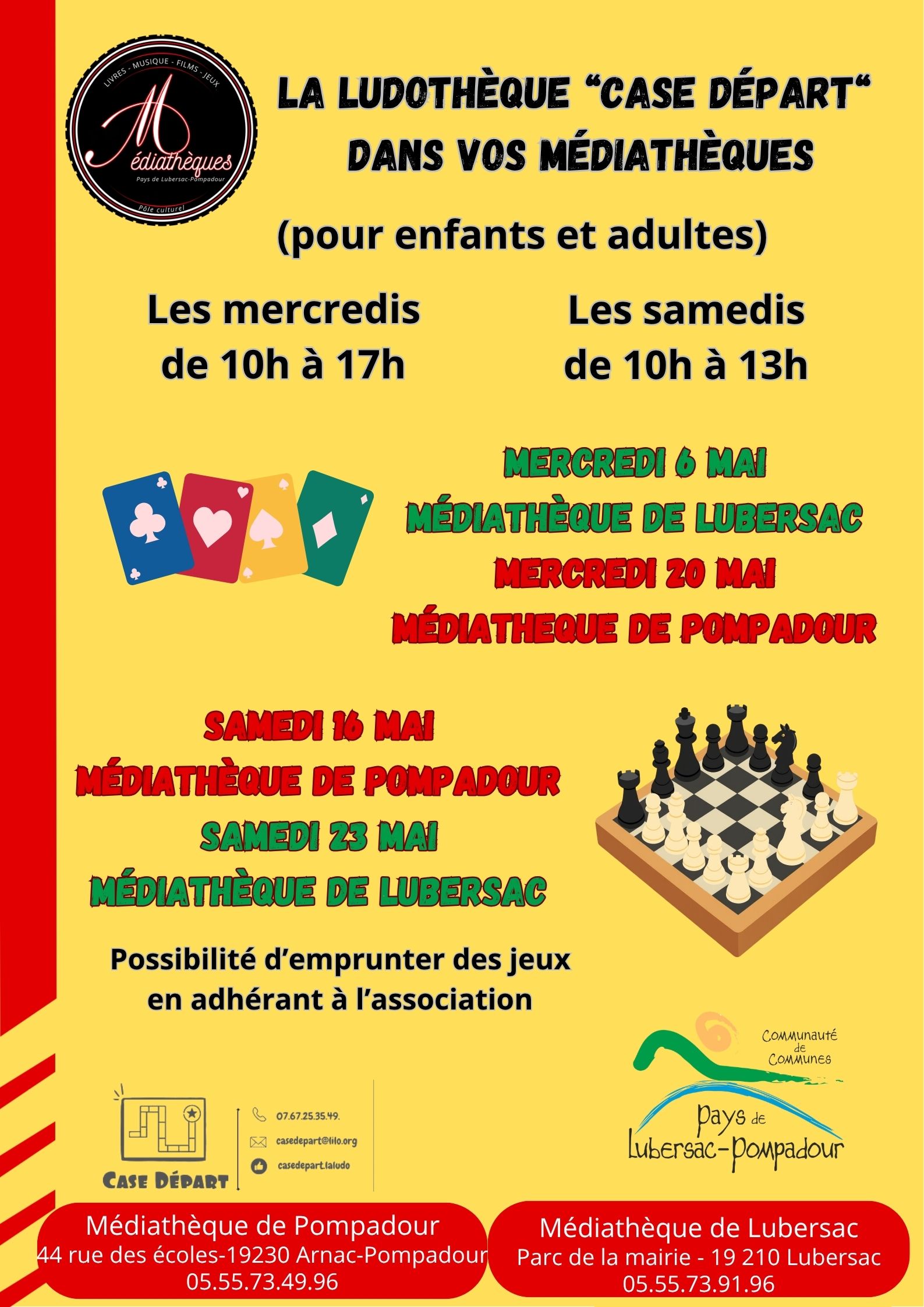 Ludothèque "case départ" à la médiathèque de Pompadour — visuel événement