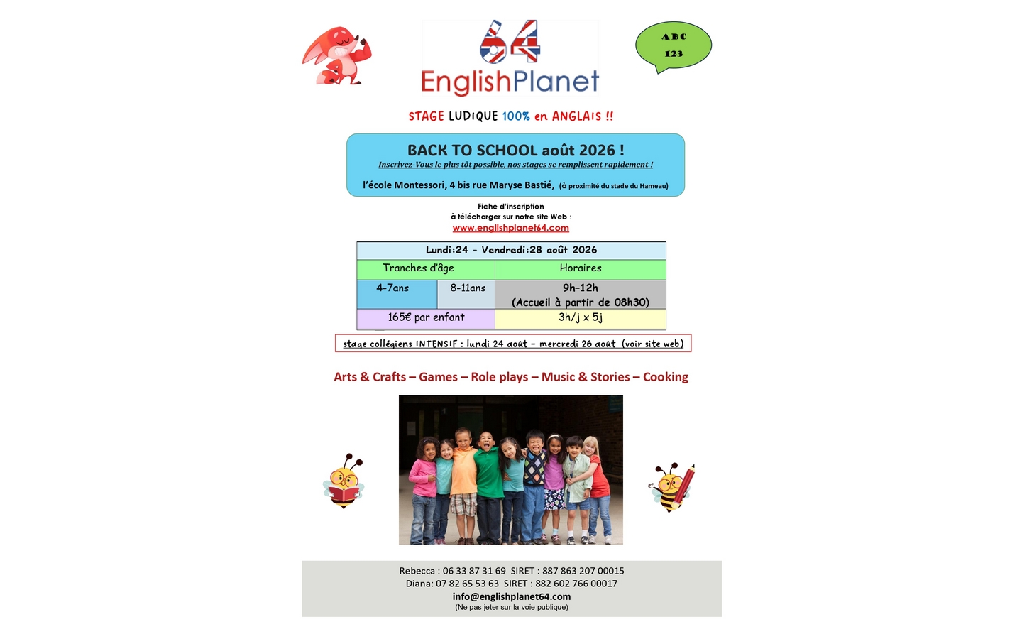 English Planet - Stage anglais "Back to school" — visuel événement