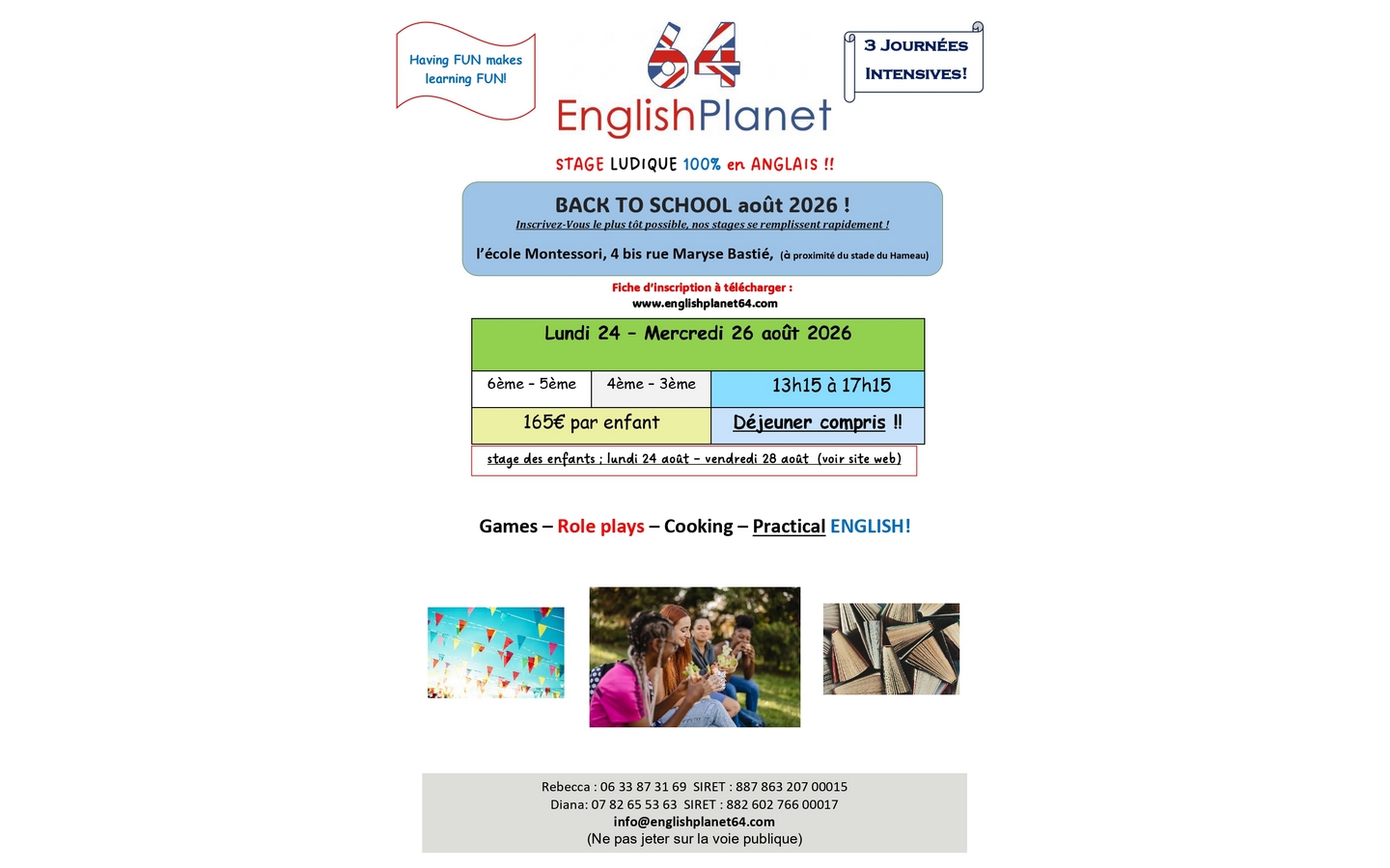 English Planet - Stage anglais "Back to school" — visuel événement