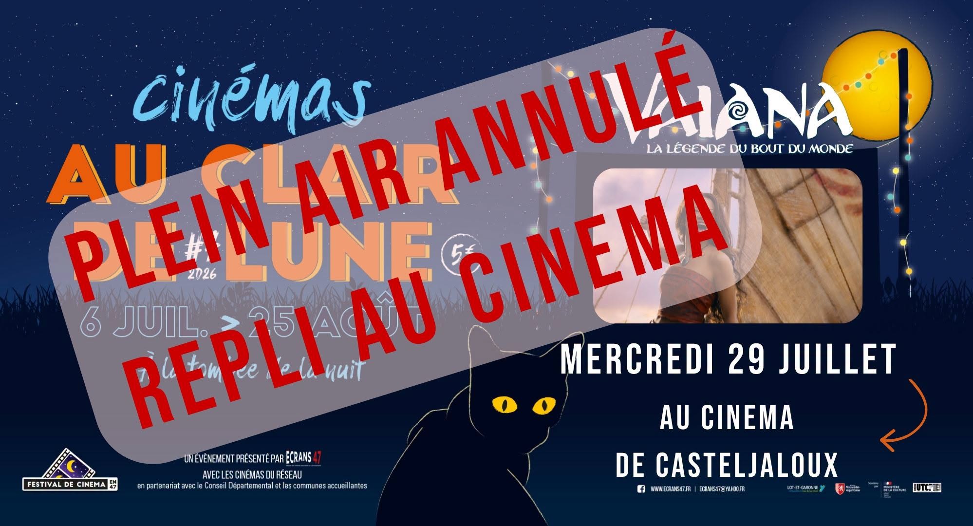 Cinéma plein air : Vaiana, la légende du bout du monde - DÉPLACÉ AU CINÉMA L'ODYSSÉE