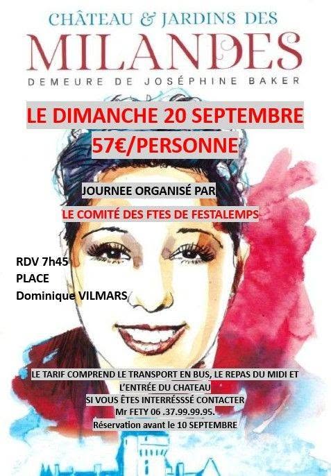Journée au château des Milandes - départ Festalemps