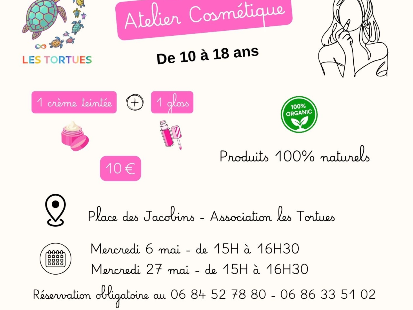 Atelier cosmétique naturel spécial ado — visuel événement